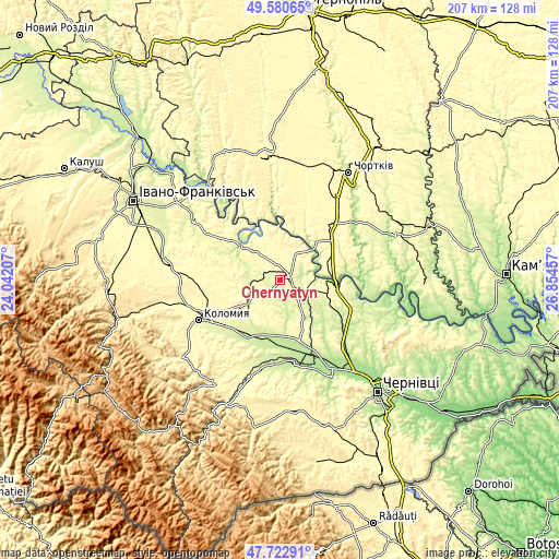 Topographic map of Chernyatyn