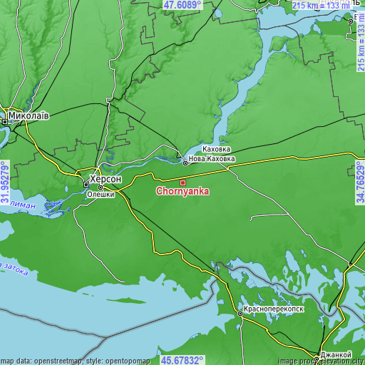 Topographic map of Chornyanka