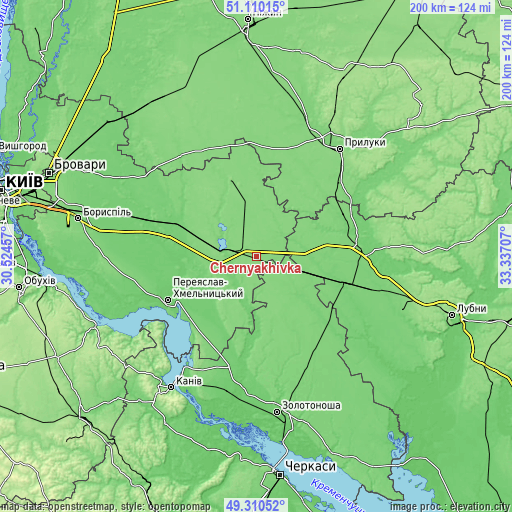 Topographic map of Chernyakhivka