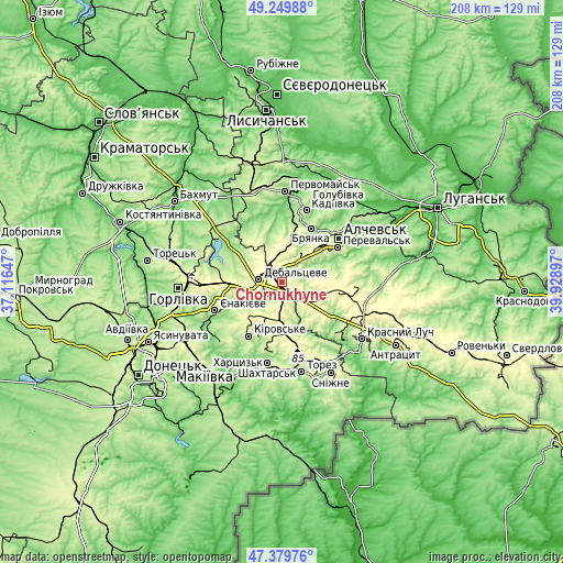 Topographic map of Chornukhyne