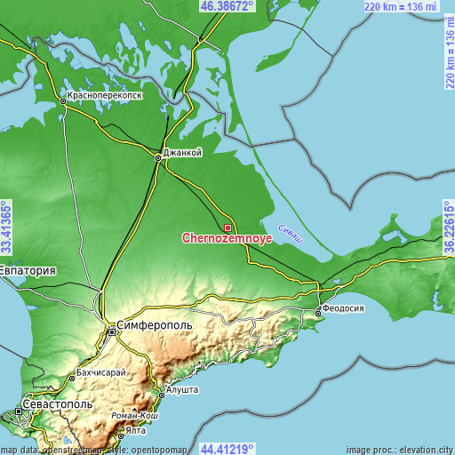 Topographic map of Chernozemnoye