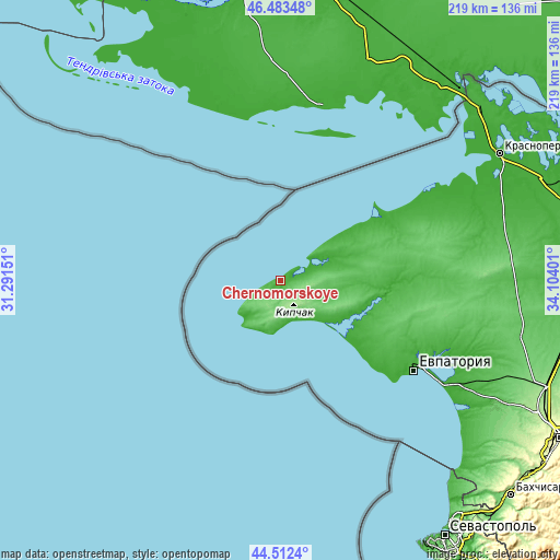 Topographic map of Chernomorskoye