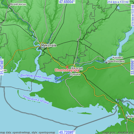 Topographic map of Chornobayivka