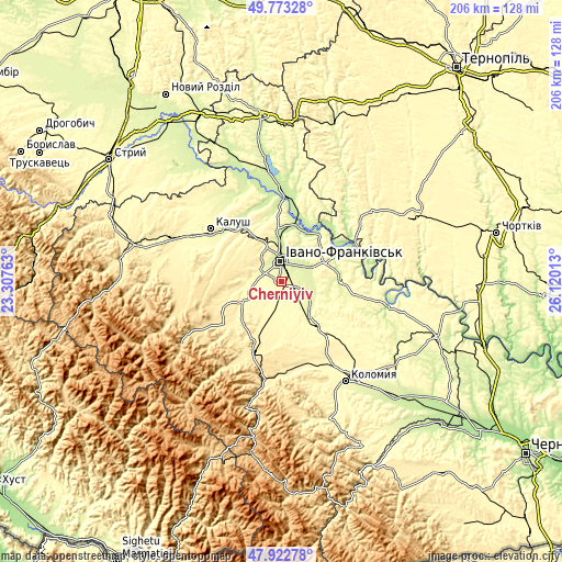 Topographic map of Cherniyiv