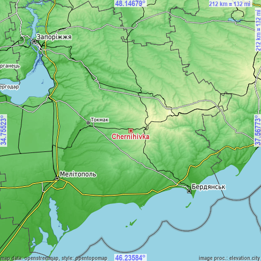 Topographic map of Chernihivka