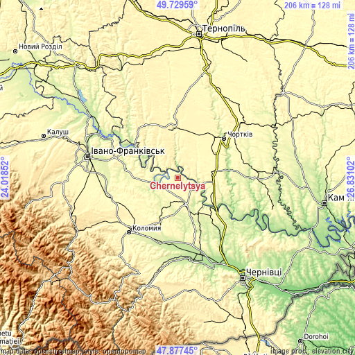 Topographic map of Chernelytsya