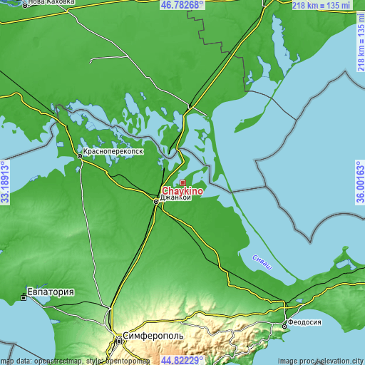 Topographic map of Chaykino