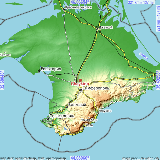 Topographic map of Chaykino