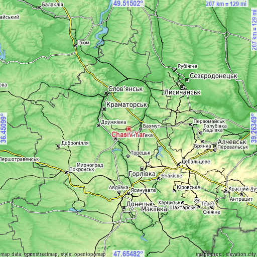 Topographic map of Chasiv Yar