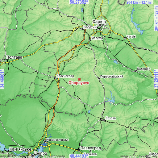 Topographic map of Chapayeve