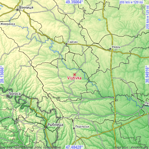 Topographic map of Viytivka