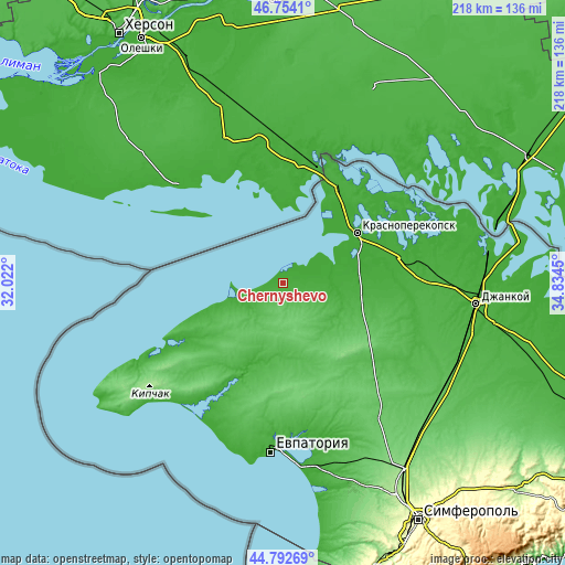 Topographic map of Chernyshevo