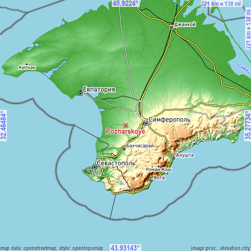 Topographic map of Pozharskoye