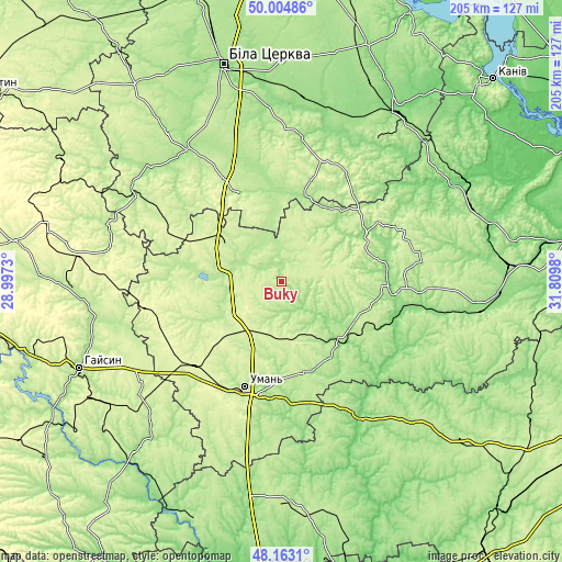 Topographic map of Buky