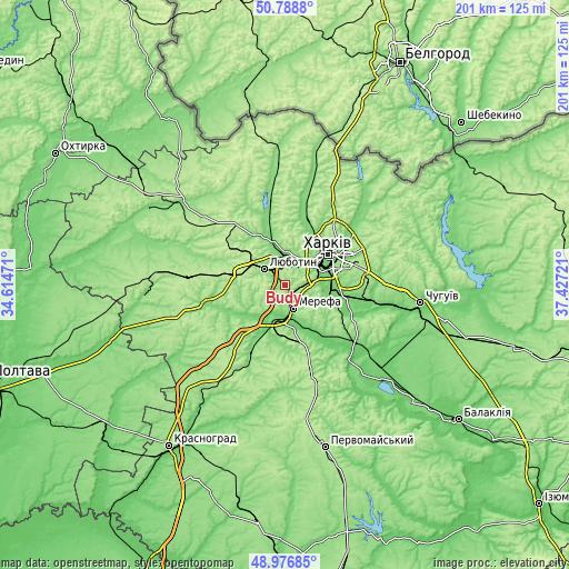 Topographic map of Budy