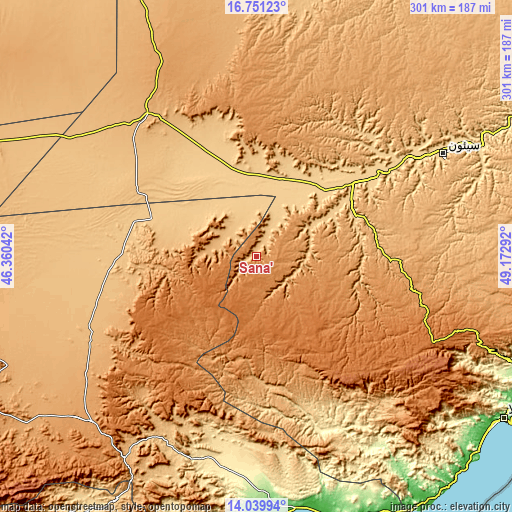 Topographic map of Şanā’