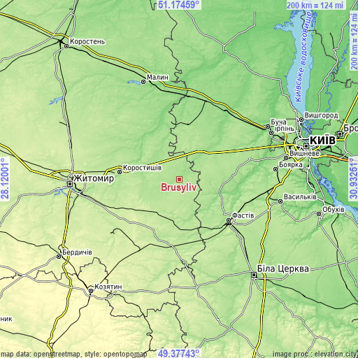 Topographic map of Brusyliv