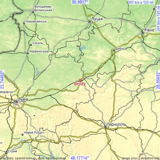 Topographic map of Brody