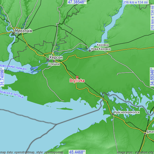 Topographic map of Brylivka