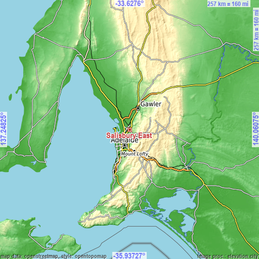 Topographic map of Salisbury East