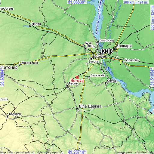 Topographic map of Borova