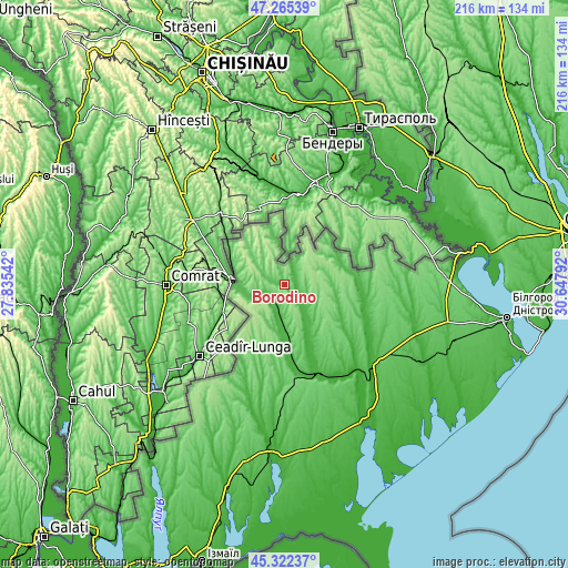 Topographic map of Borodino