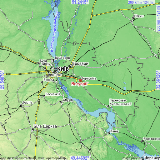 Topographic map of Boryspil’