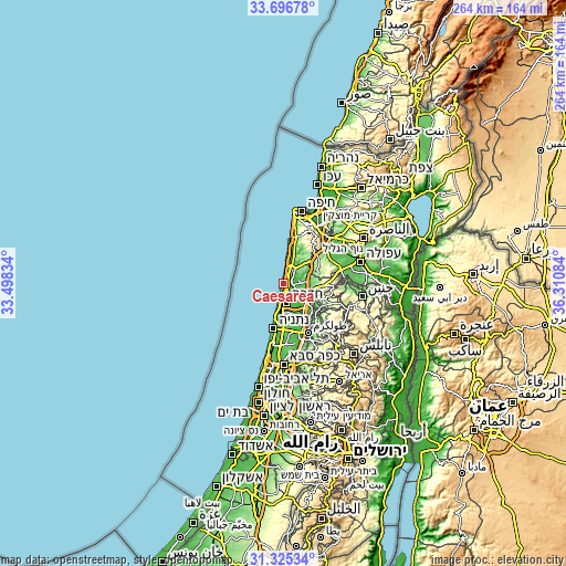 Topographic map of Caesarea