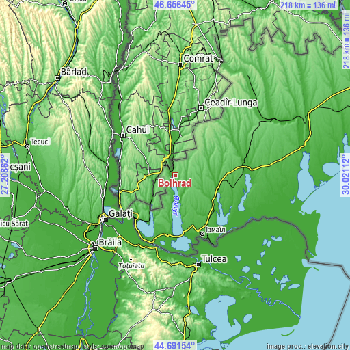 Topographic map of Bolhrad