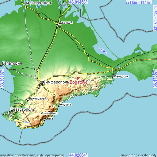 Topographic map of Bogatoye