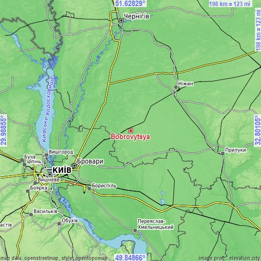 Topographic map of Bobrovytsya