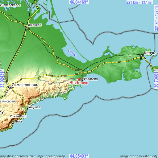 Topographic map of Blizhneye