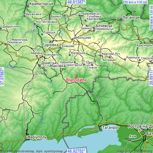 Topographic map of Blahodatne