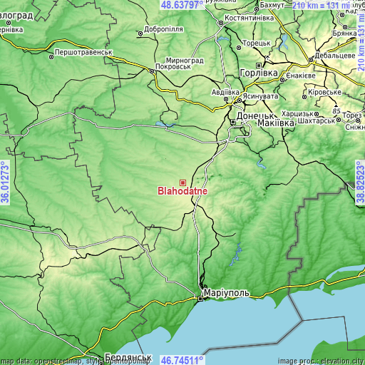 Topographic map of Blahodatne