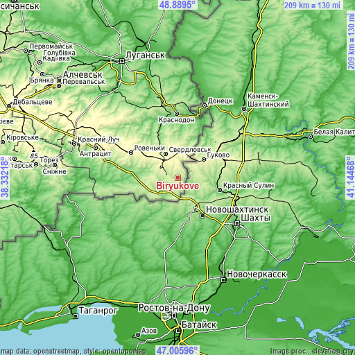 Topographic map of Biryukove