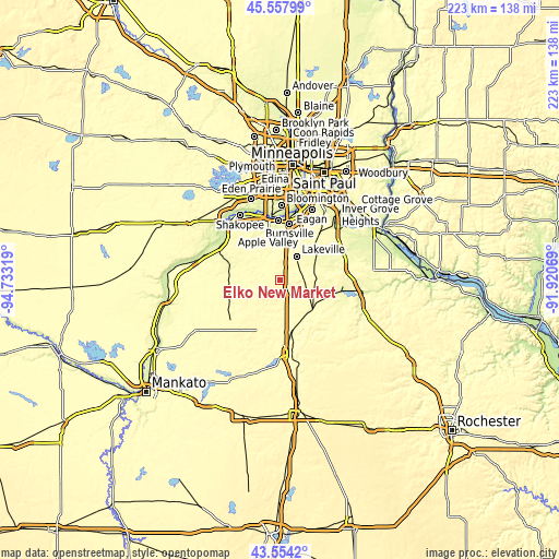 Topographic map of Elko New Market