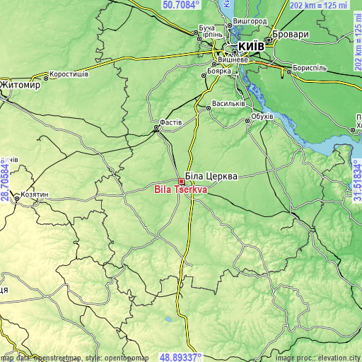 Topographic map of Bila Tserkva