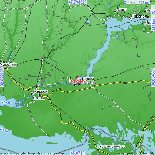 Topographic map of Beryslav