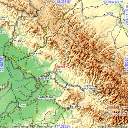 Topographic map of Berezovo