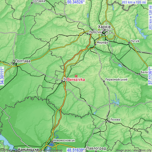 Topographic map of Berezivka