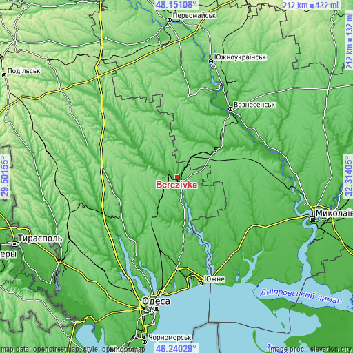 Topographic map of Berezivka