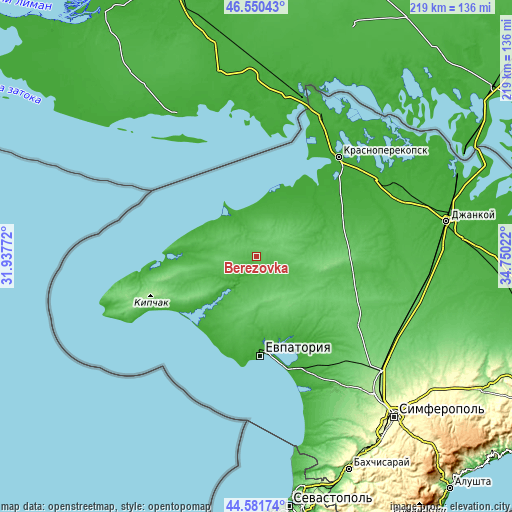 Topographic map of Berezovka