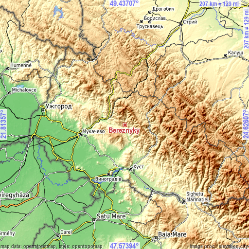 Topographic map of Bereznyky