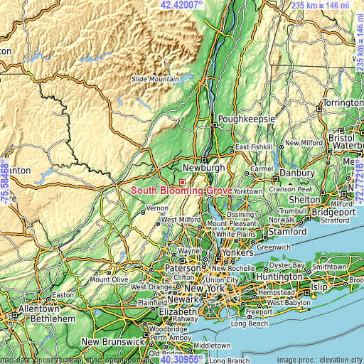 Topographic map of South Blooming Grove