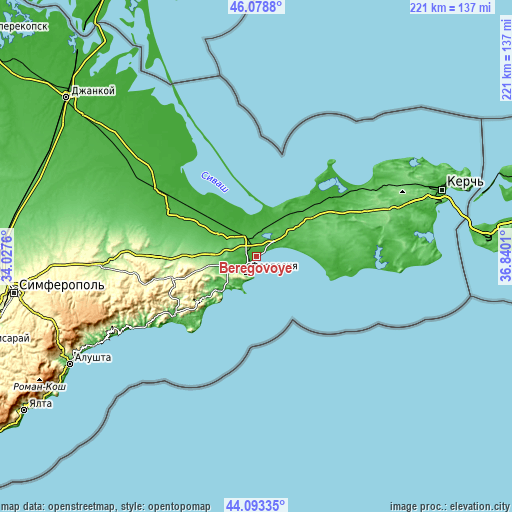 Topographic map of Beregovoye