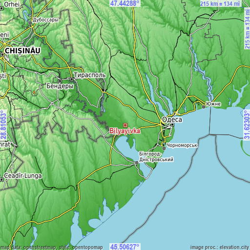 Topographic map of Bilyayivka