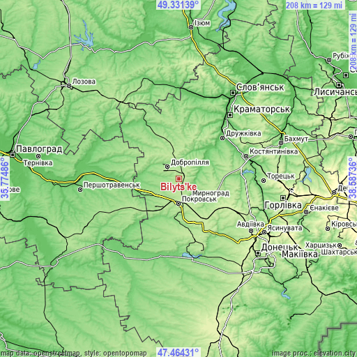 Topographic map of Bilyts’ke