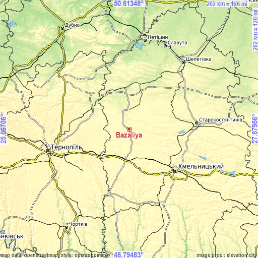 Topographic map of Bazaliya