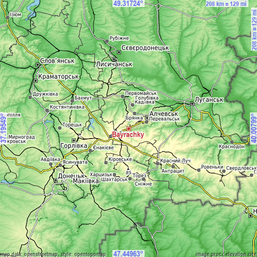 Topographic map of Bayrachky