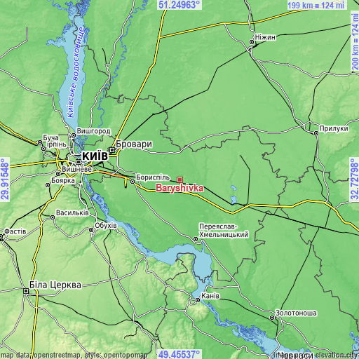 Topographic map of Baryshivka